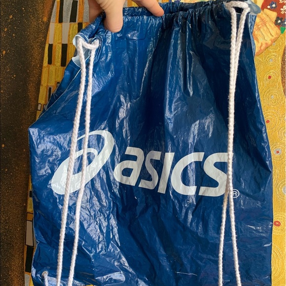 2 ASICS Empty Packaging Storage Dust Blue With Laces Backpack Plastic Bag & Box - Picture 11 of 11